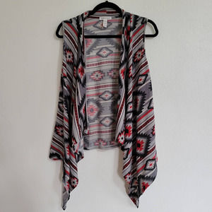 ambiance apparel Open Drape Front Aztec Print Vest